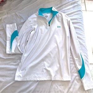 Under Armour White and Aqua Quarter-Zip